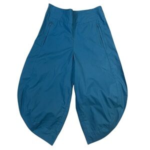 Yemai Teal Balloon Pants Parachute Harem Wide Leg Cropped Zip Pocket Minimalist